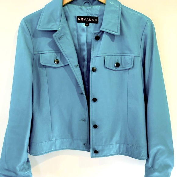 Jackets & Blazers - Vintage Genuine Leather Jacket- Turquoise Jacket